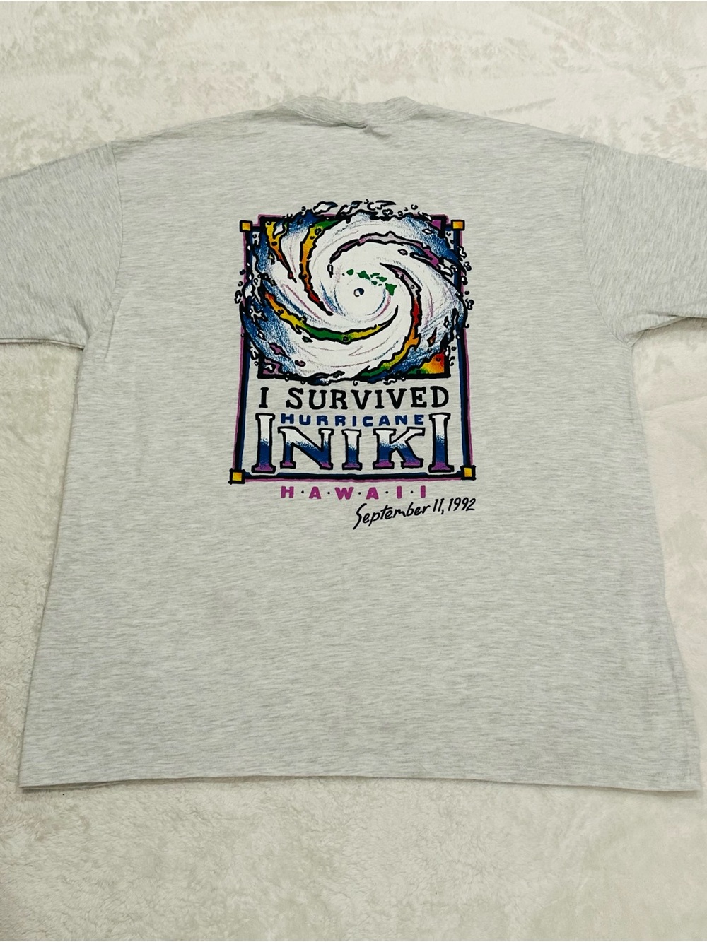 Vintage 1992 Crazy Shirts I Survived Hurricane Iniki T Shirt XL Made In USA